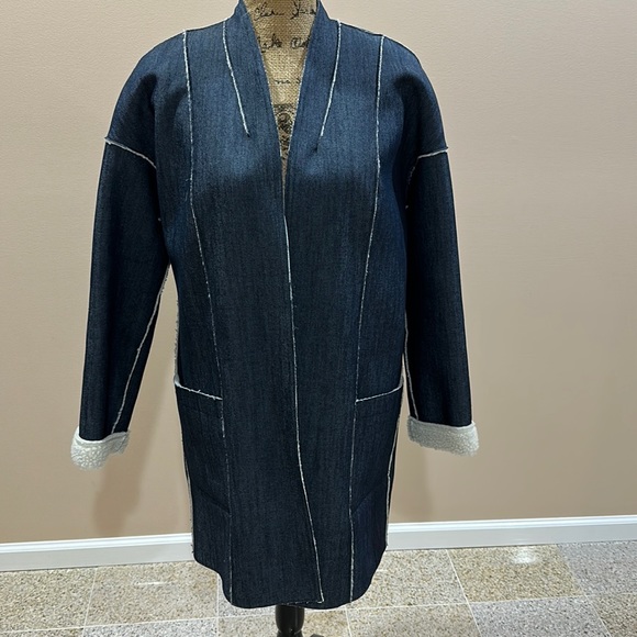 Worth Jackets & Blazers - Denim Fleece Faux lamb shearling coat